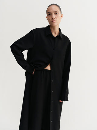 Nile Crepe Shirt Dress, black