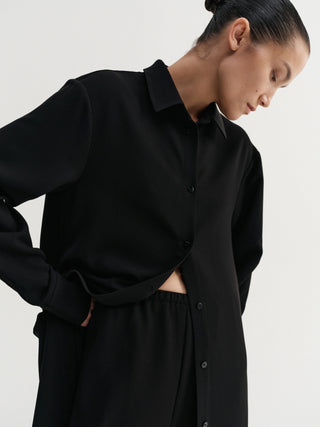 Nile Crepe Shirt Dress, black