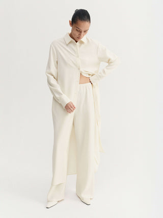 Nile Crepe Shirt Dress, cream