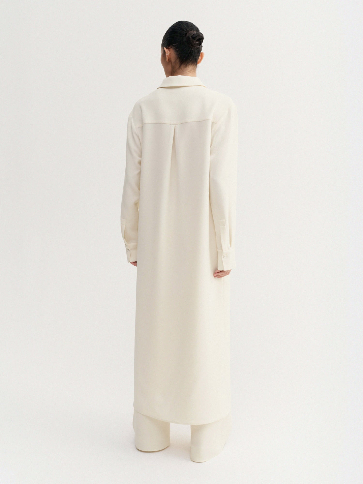 Nile Crepe Shirt Dress, cream