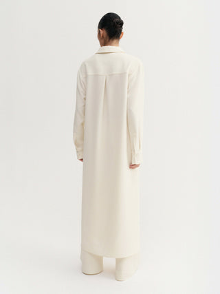 Nile Crepe Shirt Dress, cream