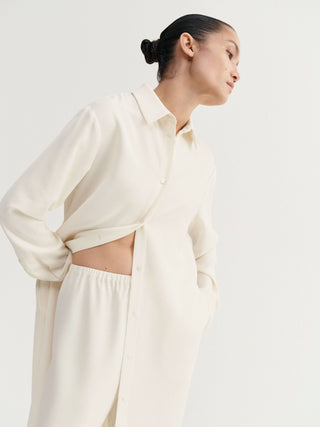 Nile Crepe Shirt Dress, cream