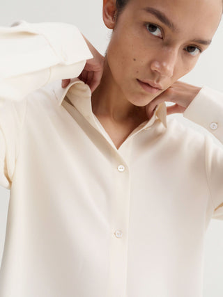 Nile Crepe Shirt Dress, cream