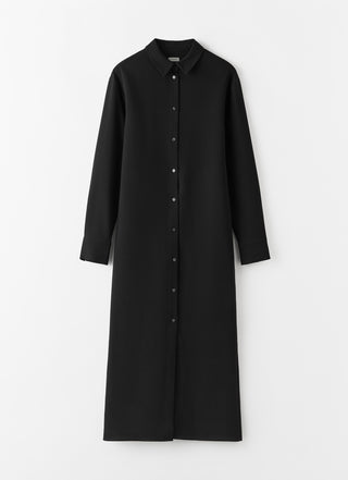 Nile Crepe Shirt Dress, black