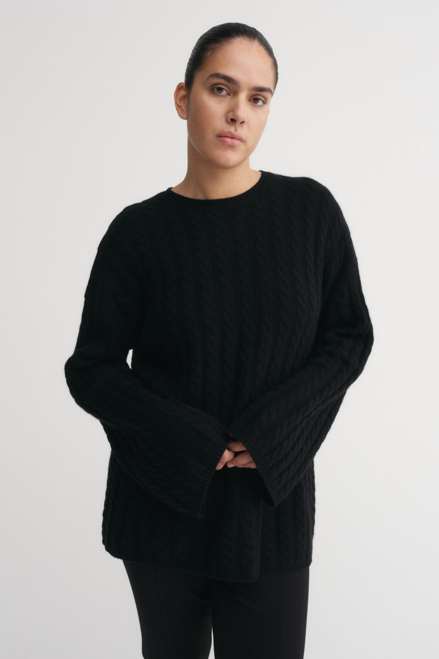 Noa Cable Knit Sweater, black