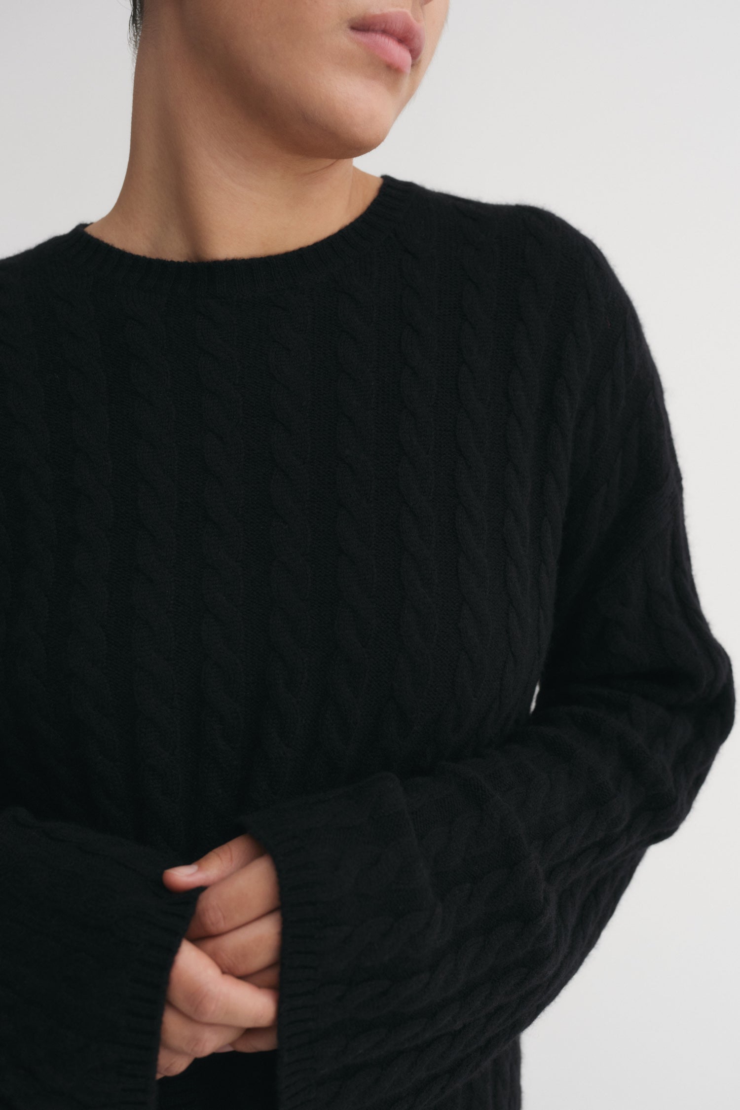 Noa Cable Knit Sweater, black