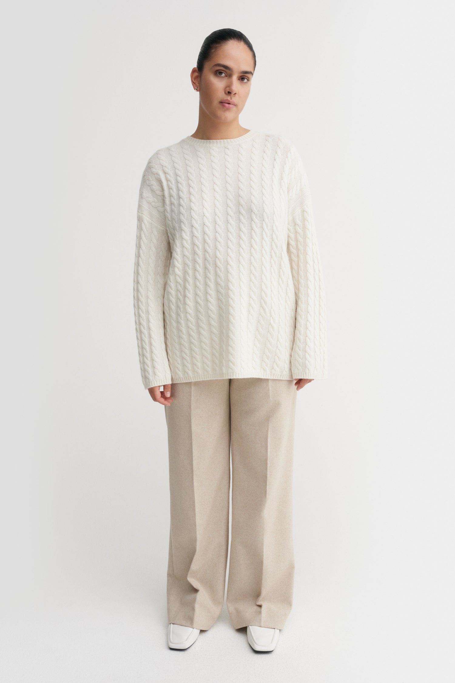 Noa Cable Knit Sweater, cream