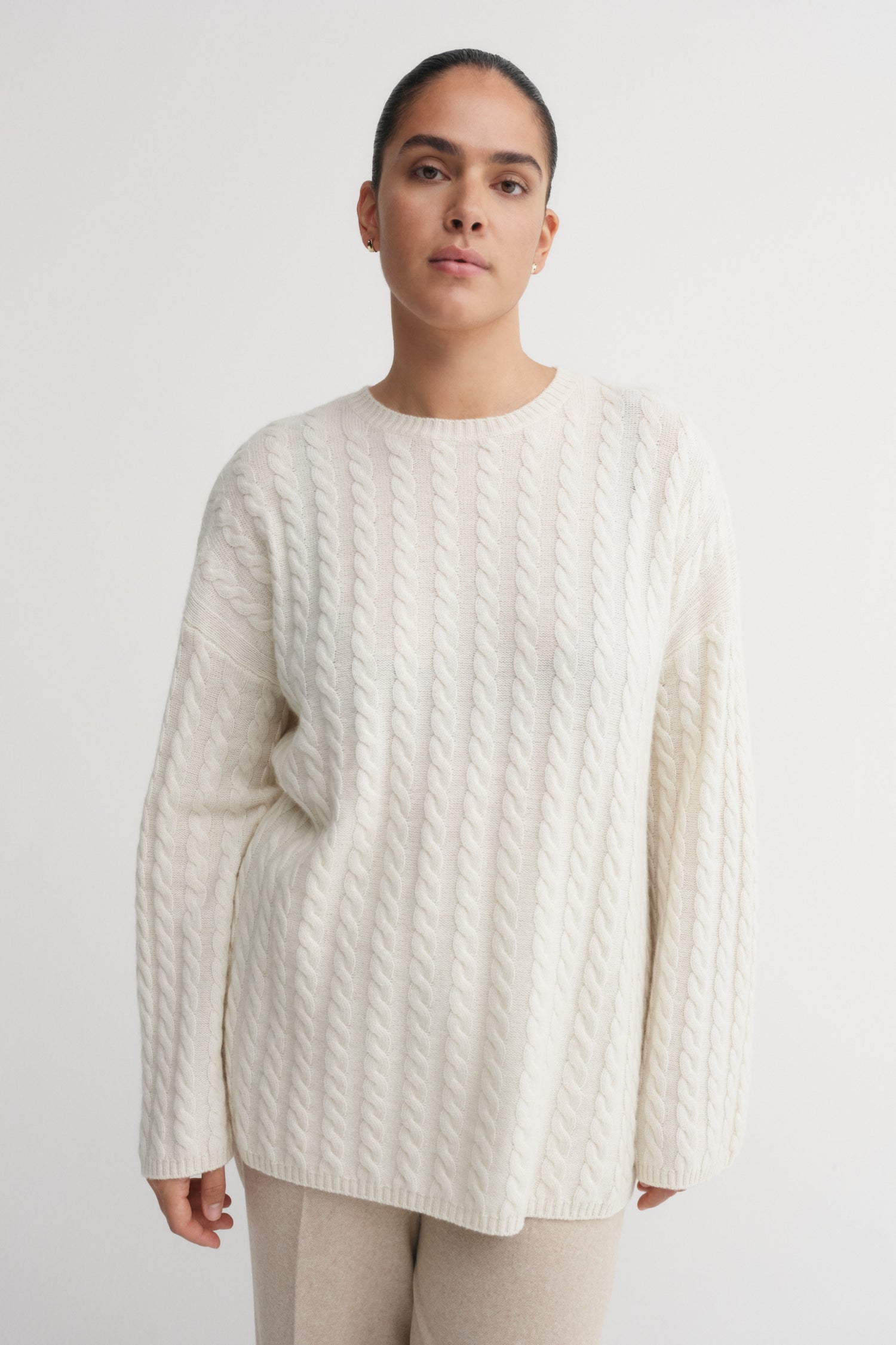 Noa Cable Knit Sweater, cream