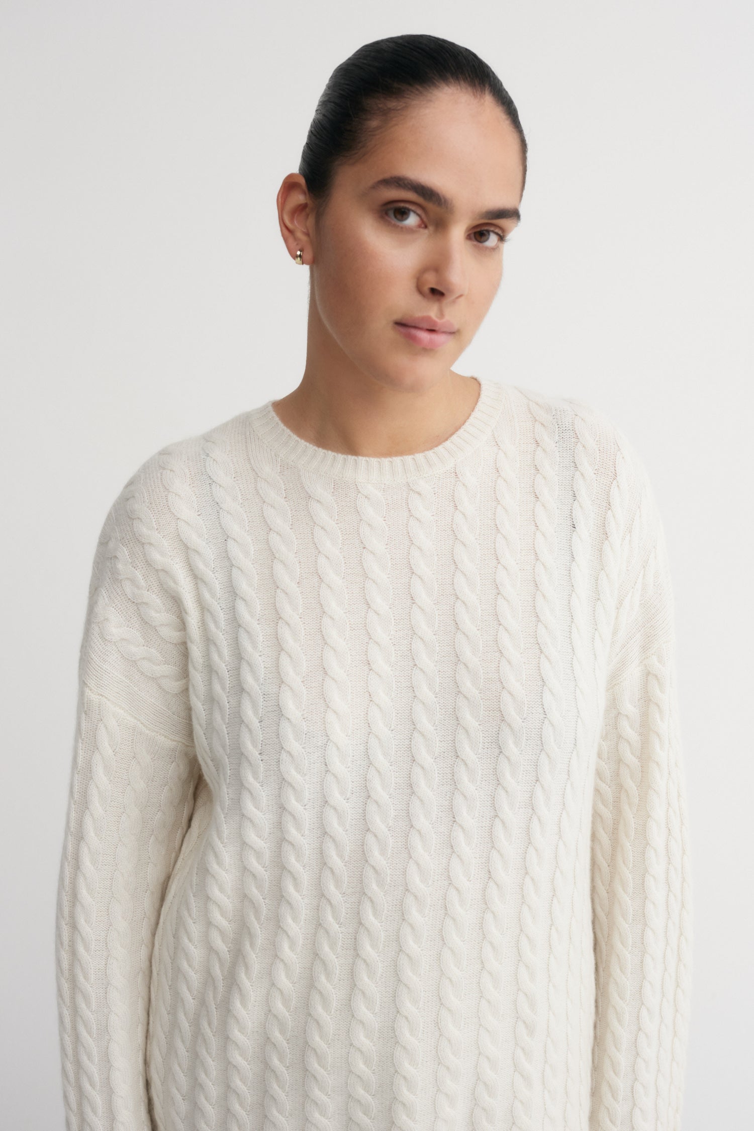 Noa Cable Knit Sweater, cream