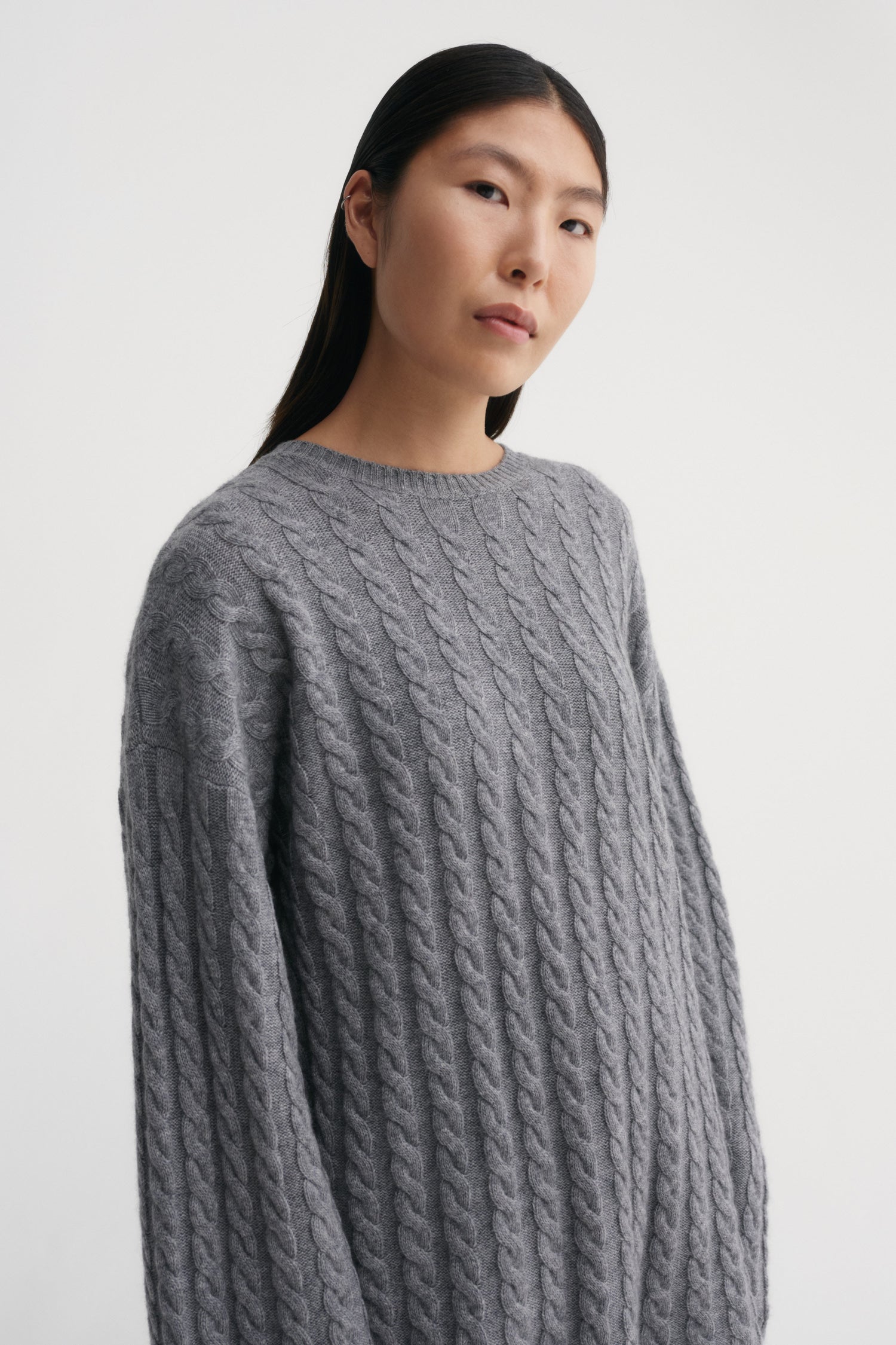 Noa Cable Knit Sweater, grey