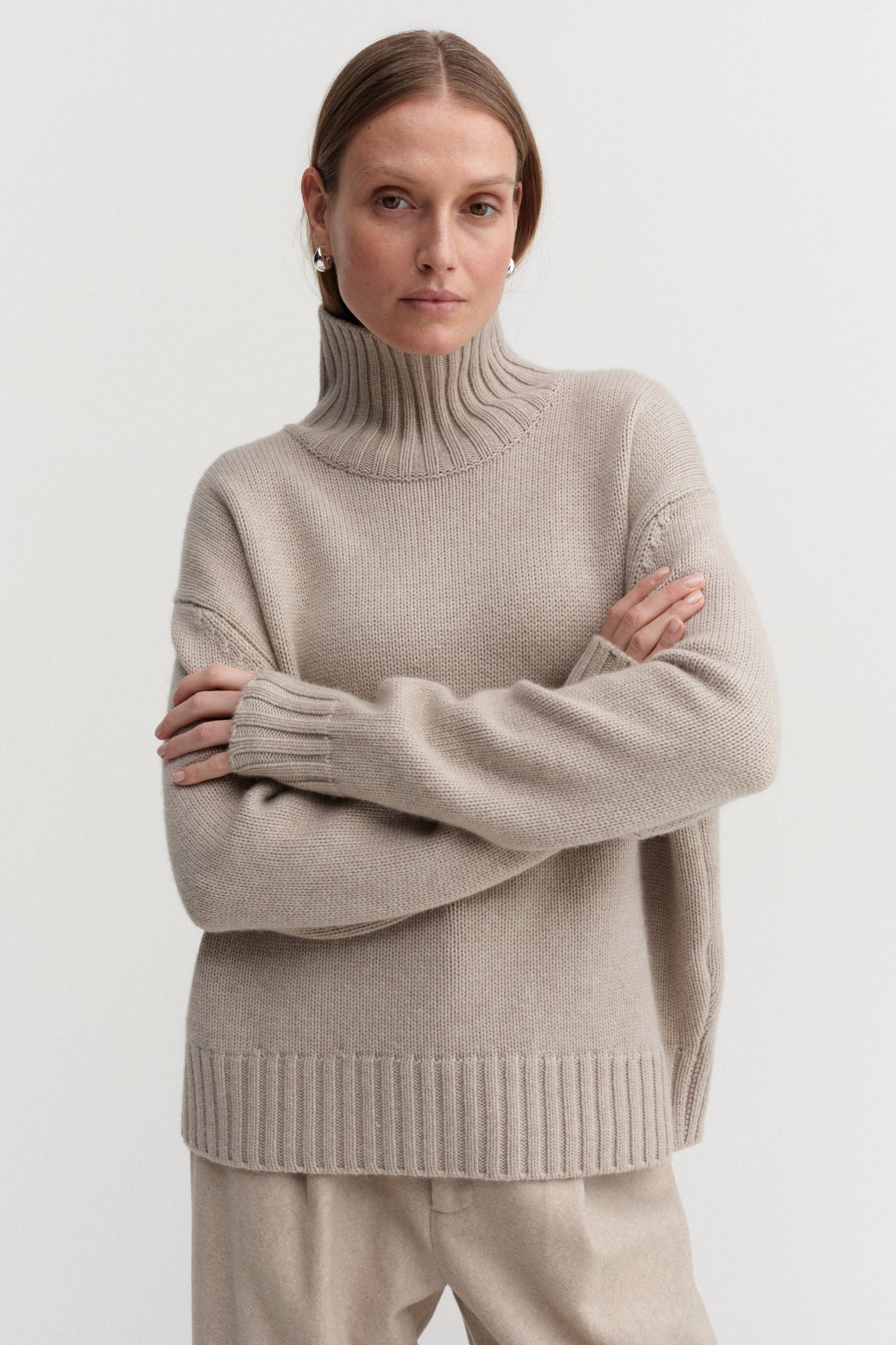 Nola Turtleneck Sweater, taupe