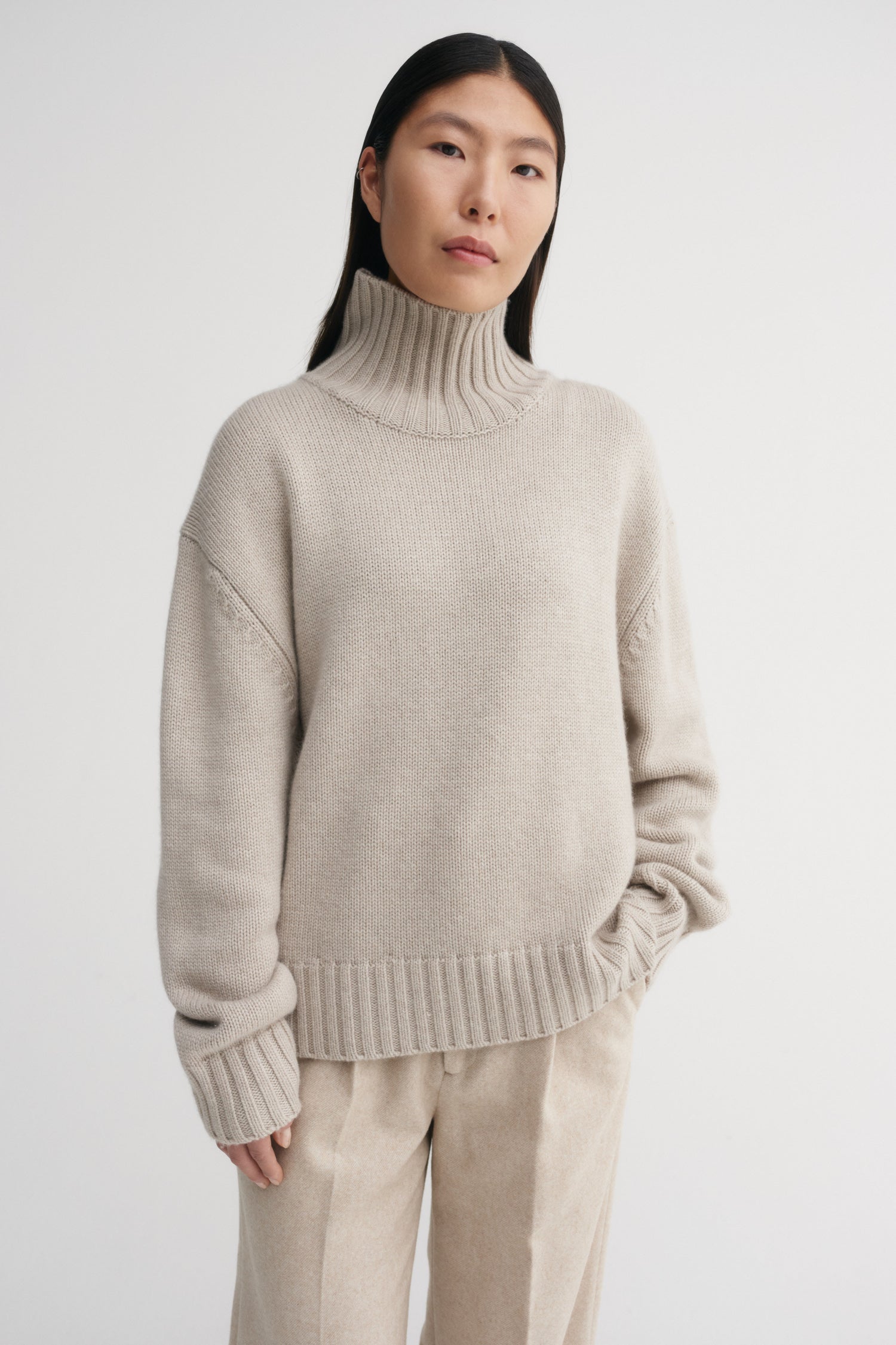 Nola Turtleneck Sweater, taupe