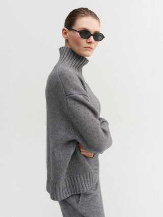 Nola Turtleneck Sweater, grey