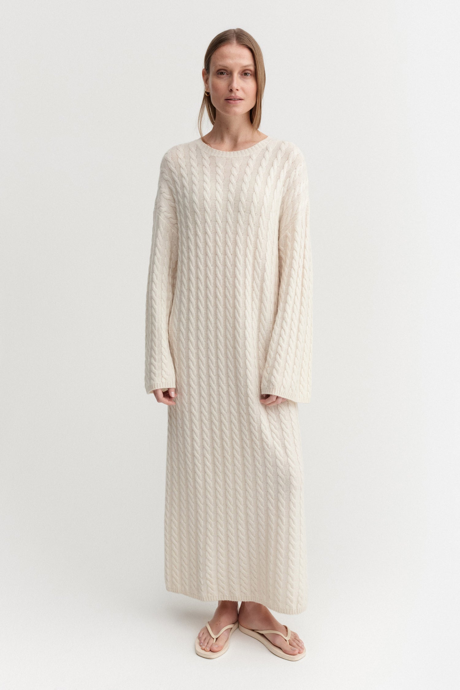 Noma Cable Knit Dress, cream