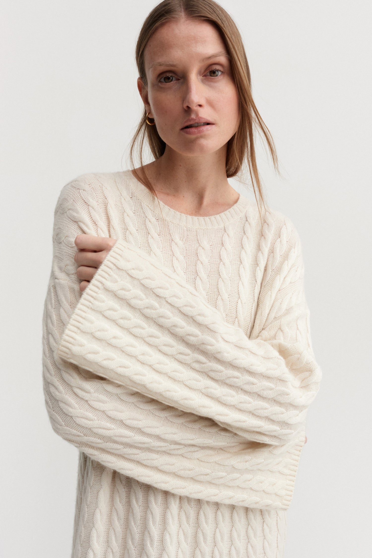 Noma Cable Knit Dress, cream