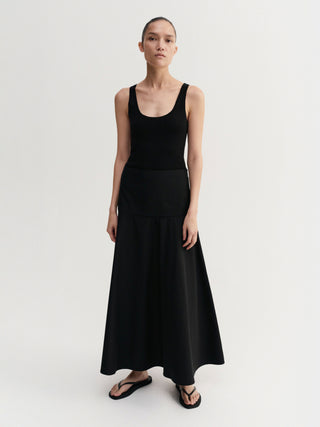 Ona Poplin Skirt, black
