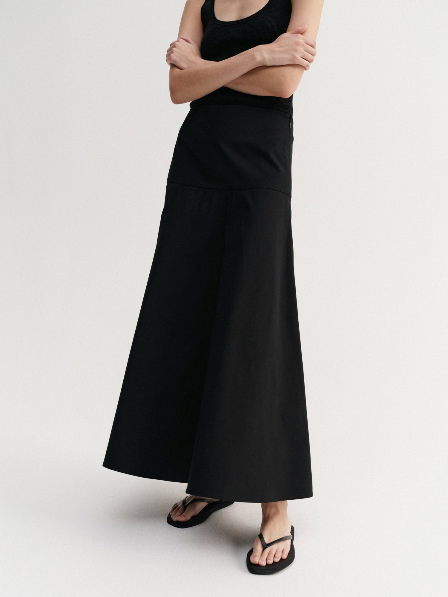 Ona Poplin Skirt, black