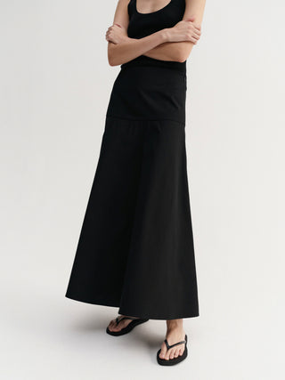 Ona Poplin Skirt, black