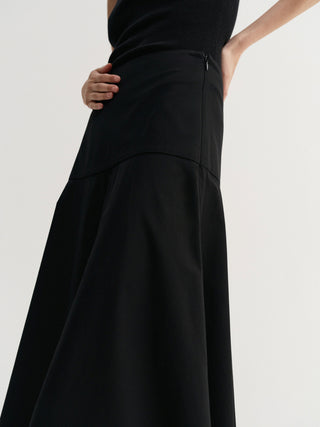 Ona Poplin Skirt, black