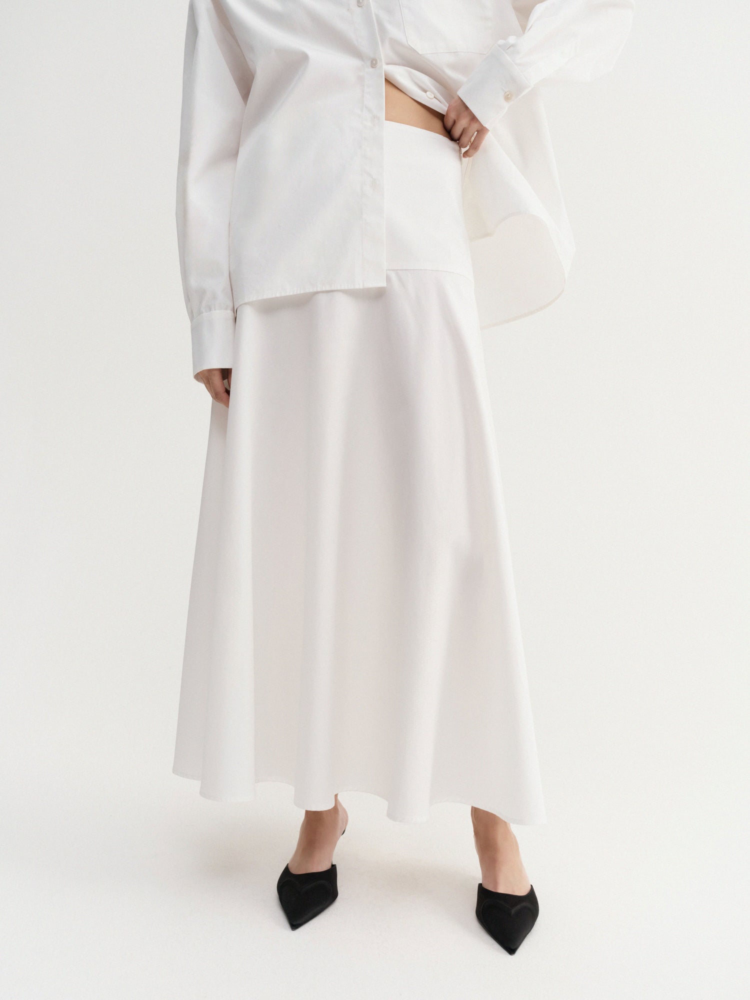 Ona Poplin Skirt, white