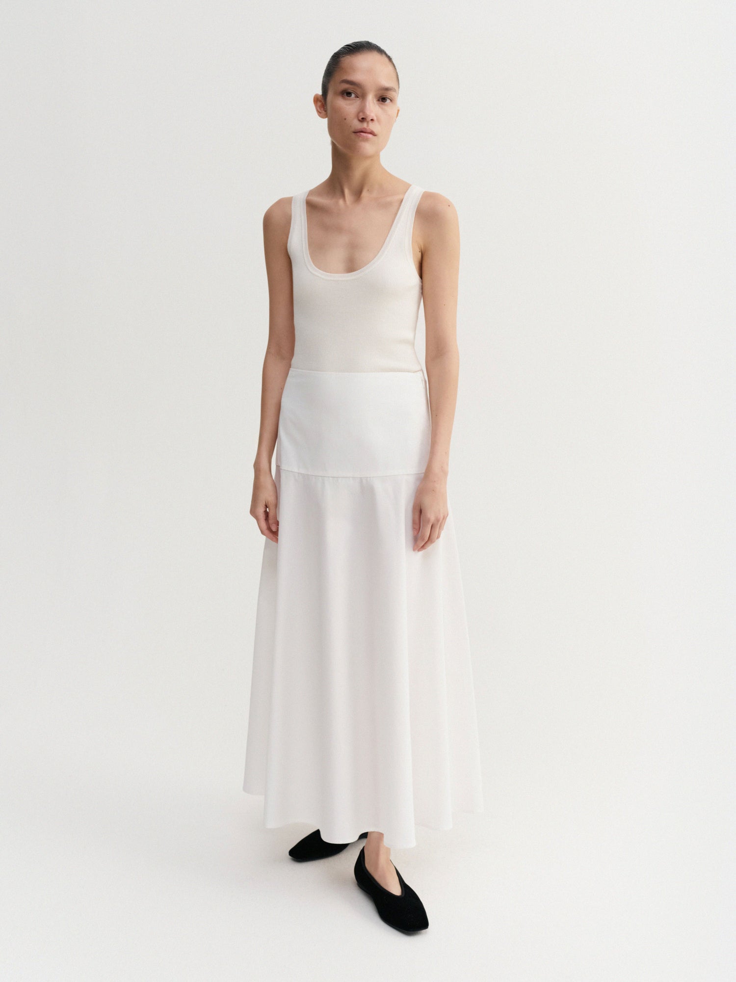 Ona Poplin Skirt, white