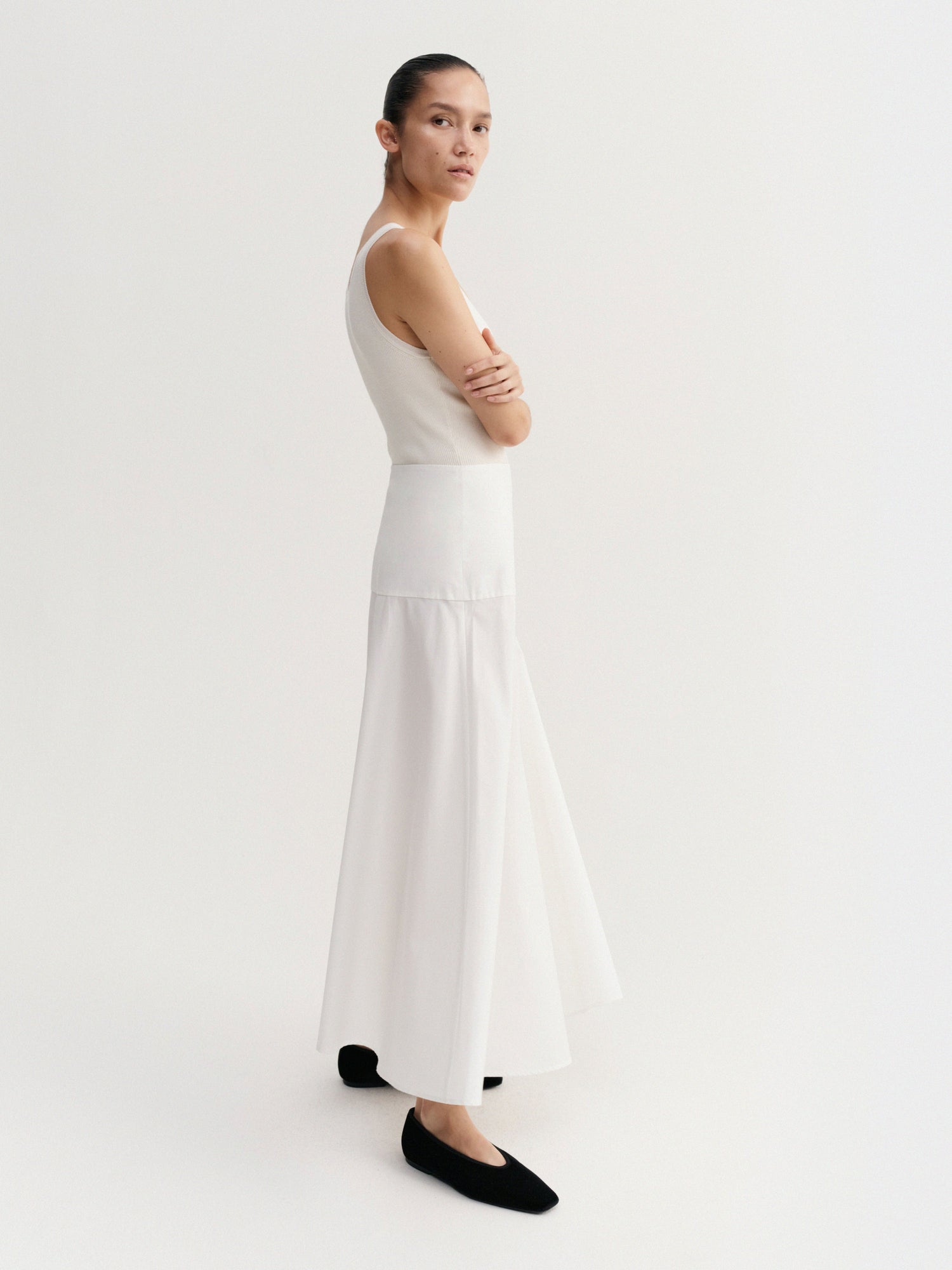 Ona Poplin Skirt, white
