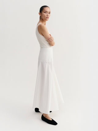 Ona Poplin Skirt, white