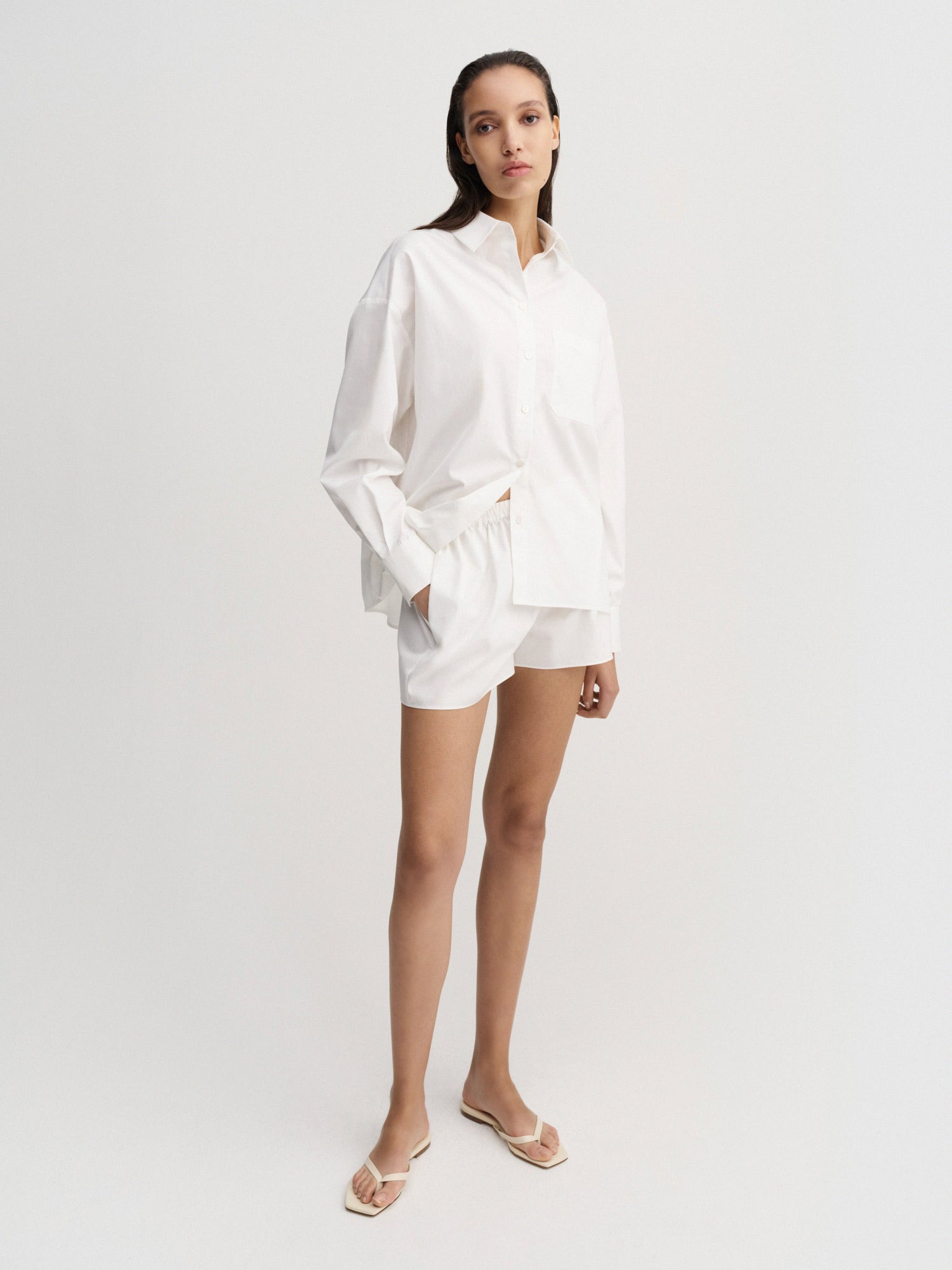 Blay Poplin Shorts, white