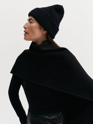 Roe Cashmere Beanie, black
