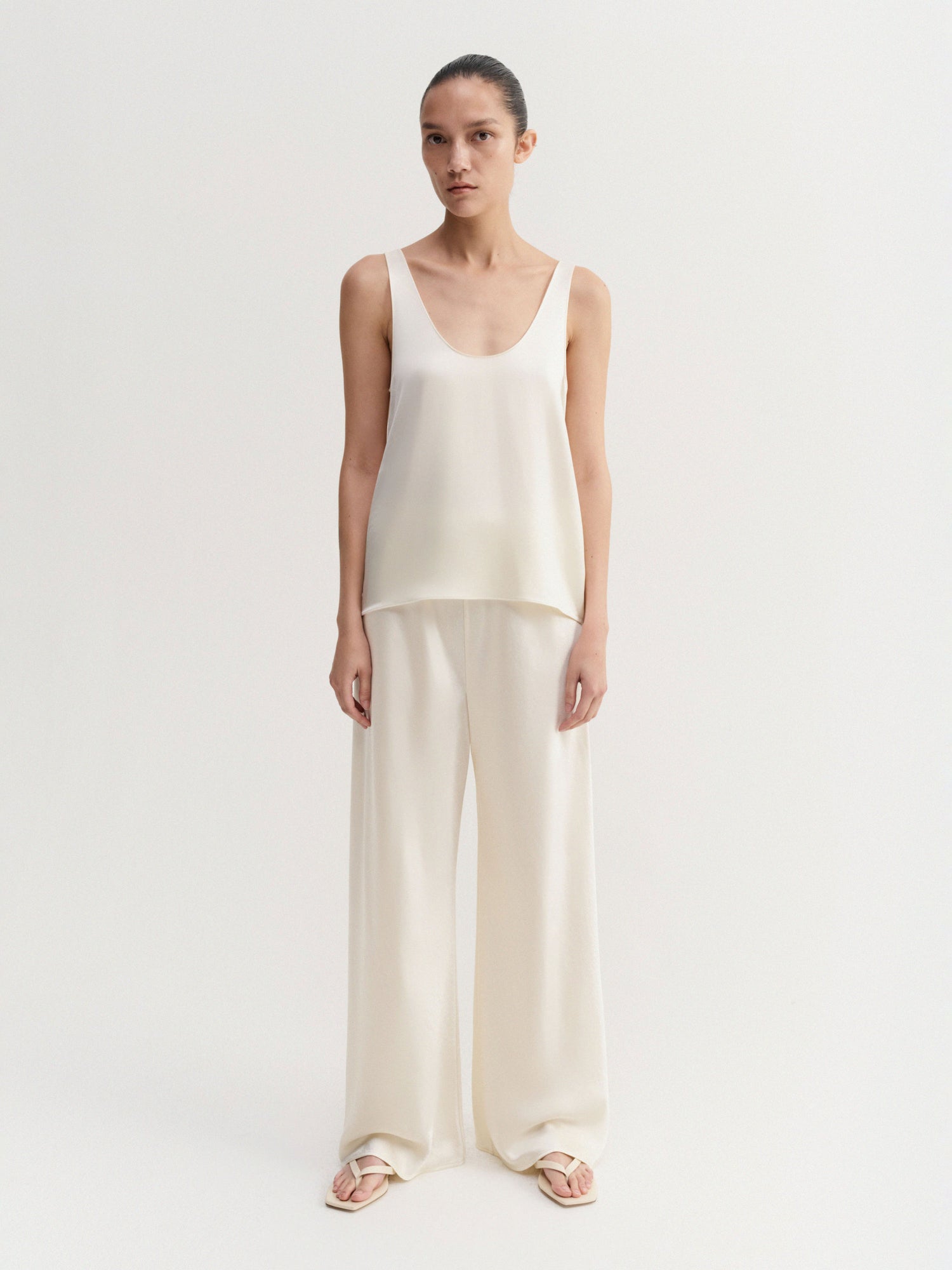 Bias Satin Pants, vanilla