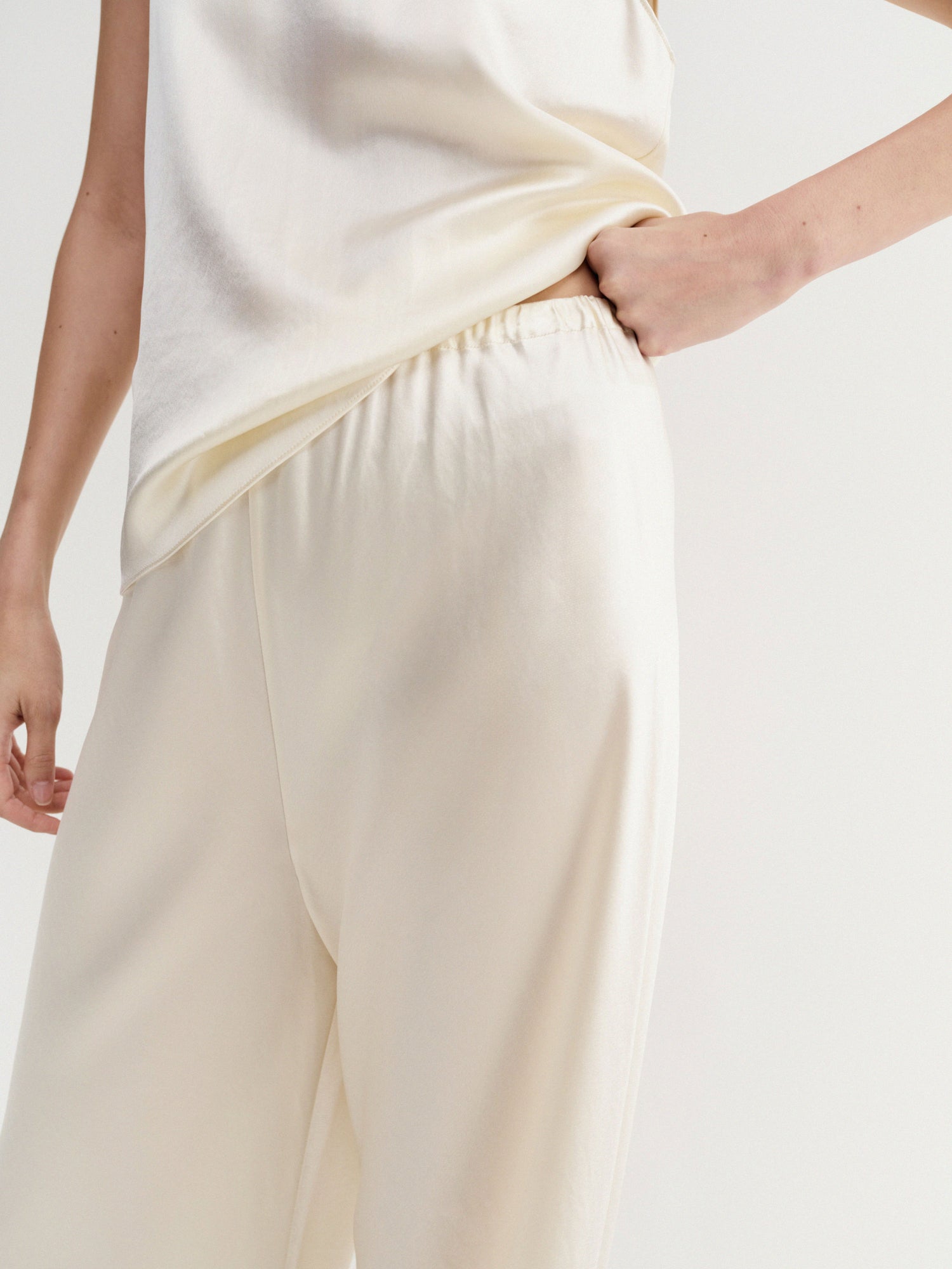 Bias Satin Pants, vanilla