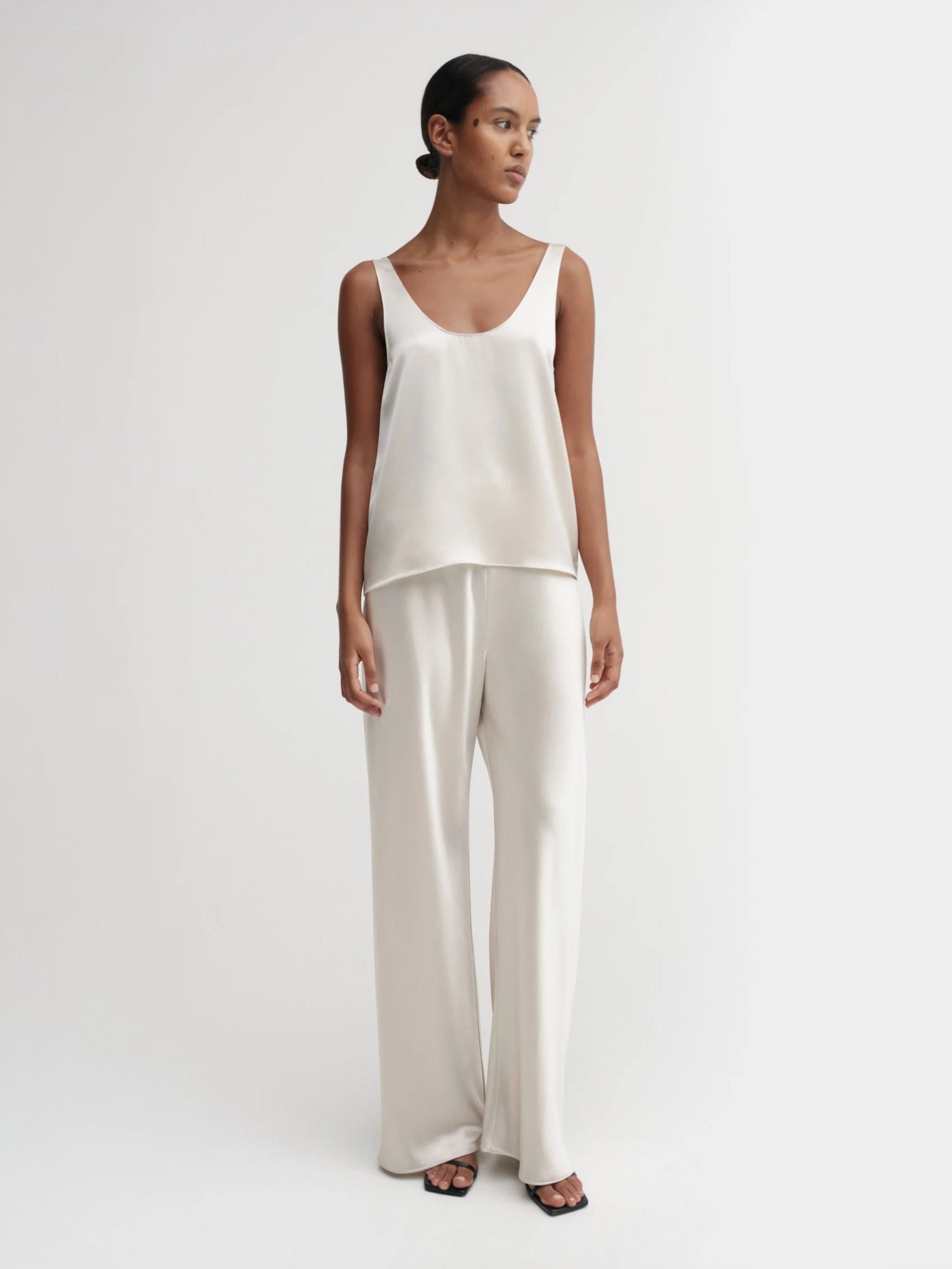 Romy Satin Top, pearl