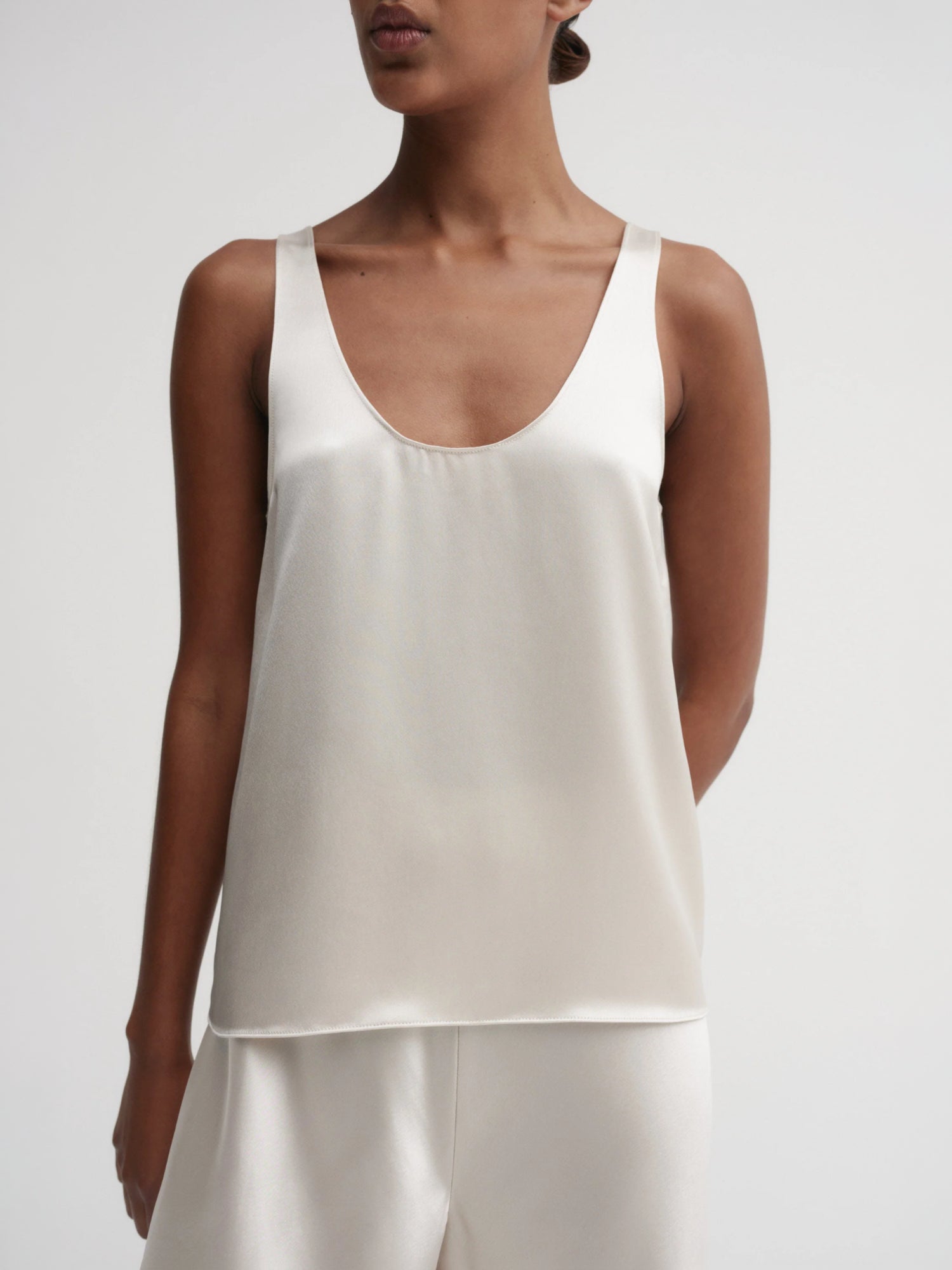 Romy Satin Top, pearl