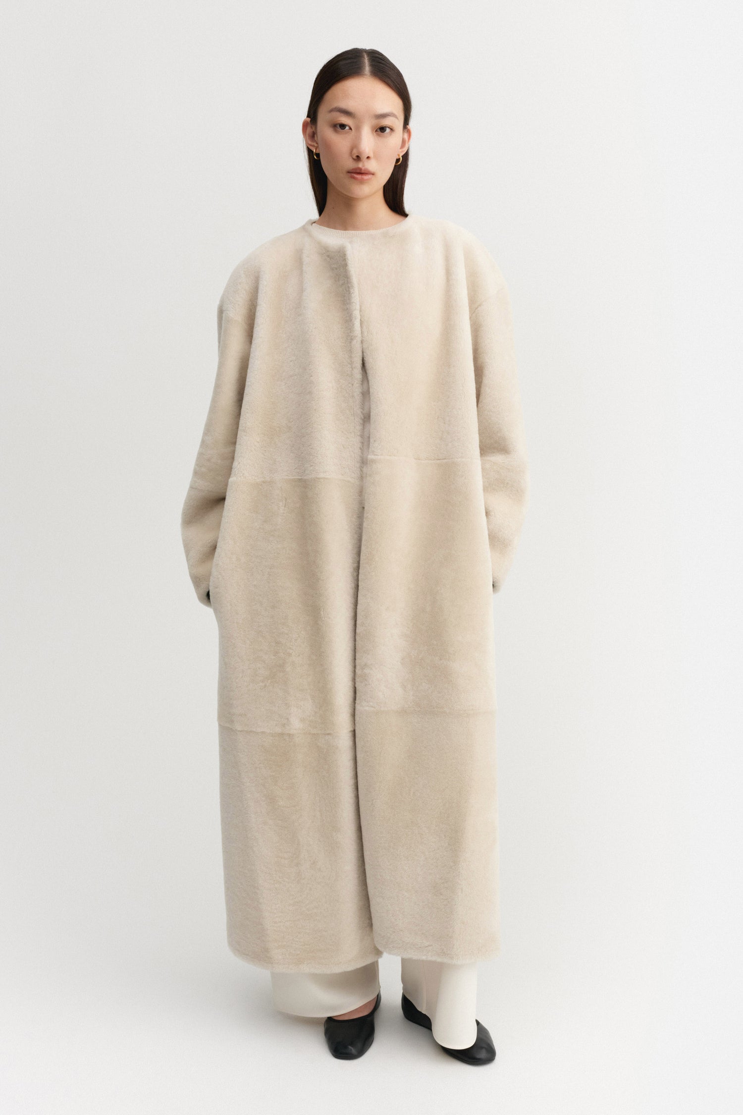 Shea Shearling Mantel, vanille