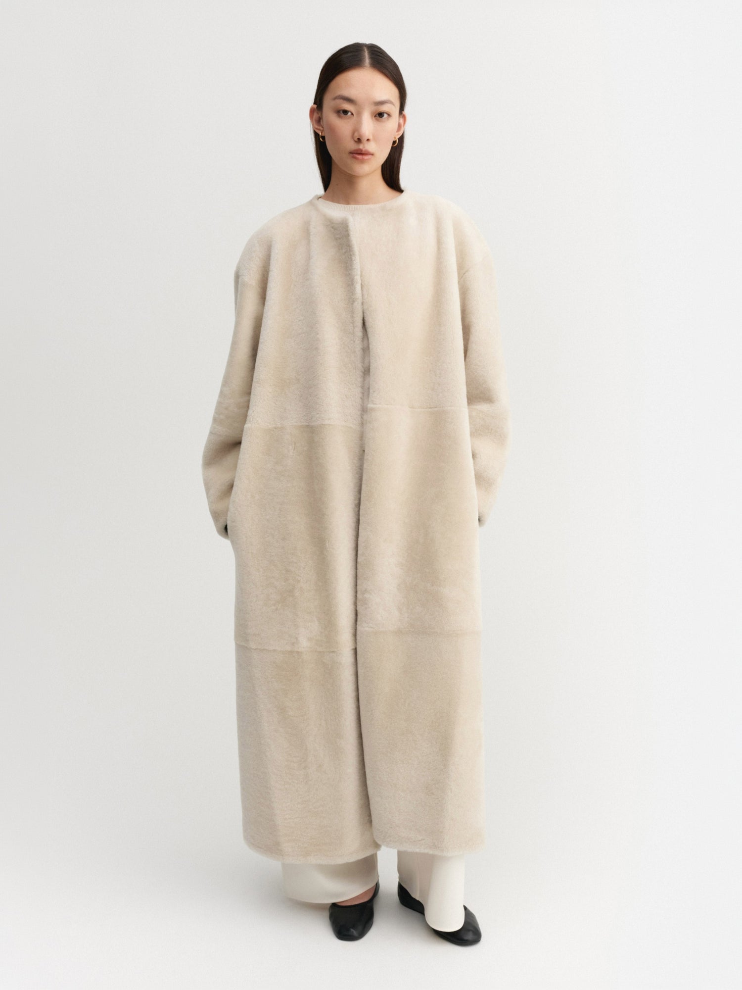 Shea Shearling Coat, vanilla