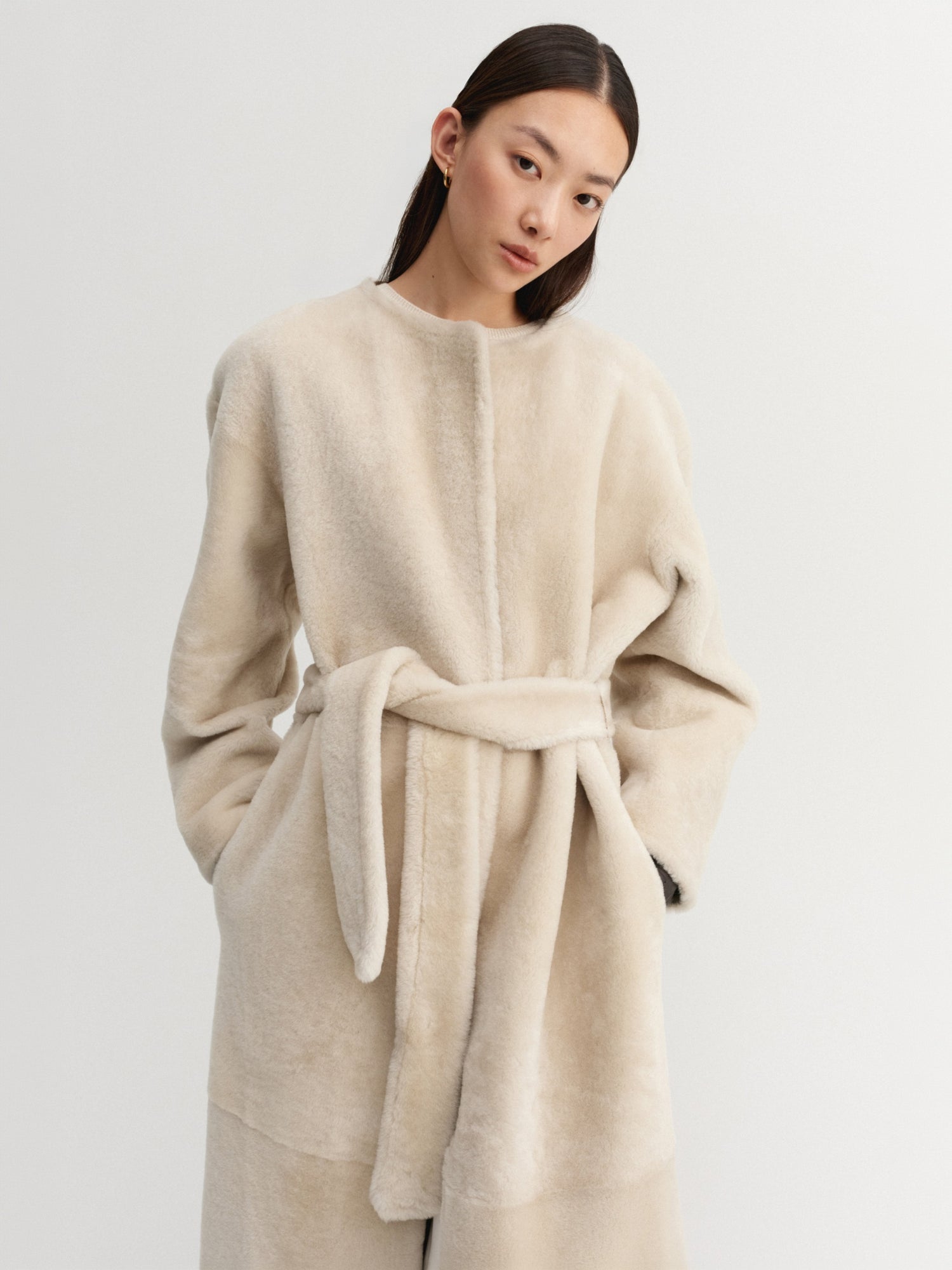 Shea Shearling Coat, vanilla