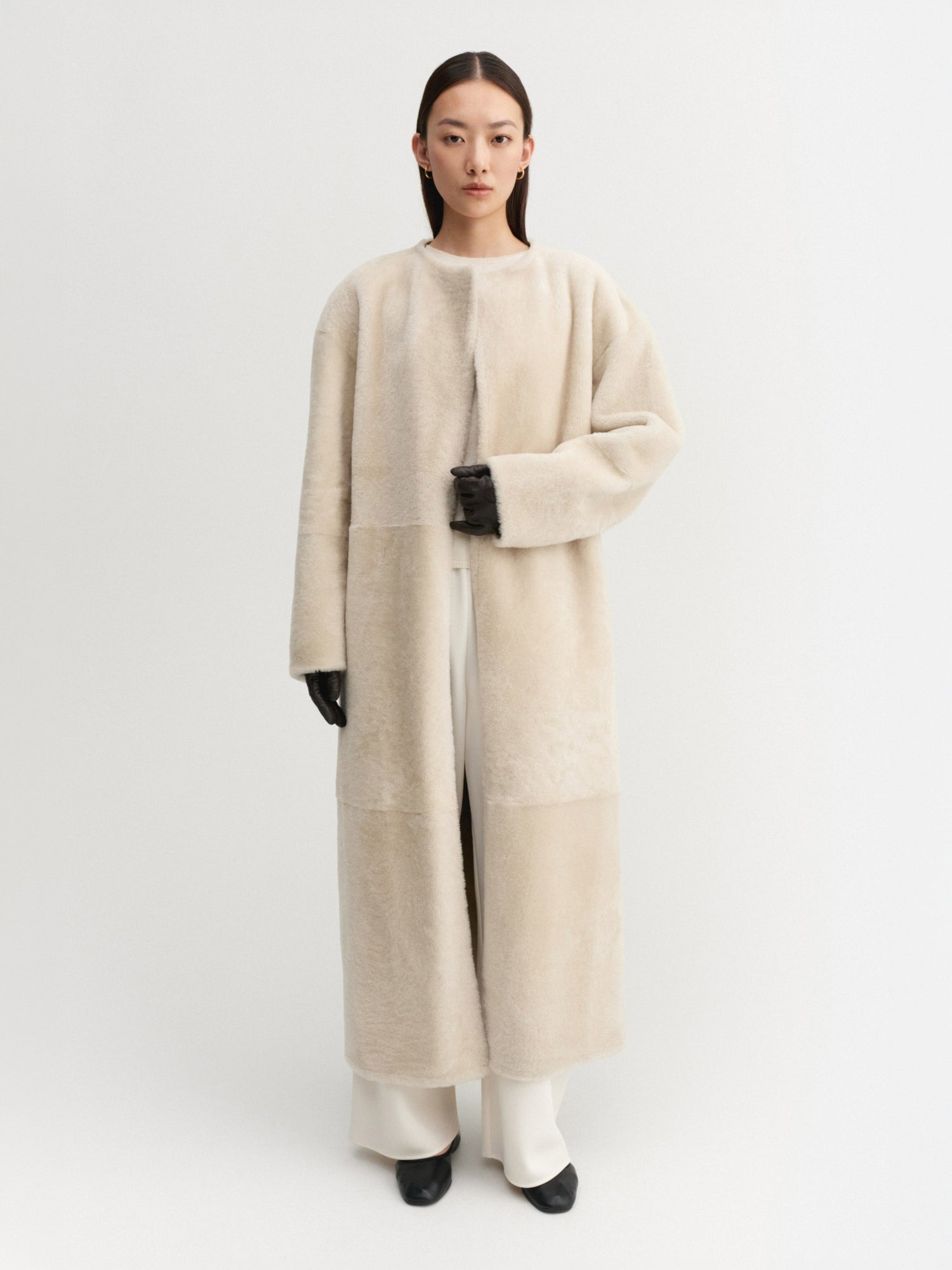 Shea Shearling Coat, vanilla