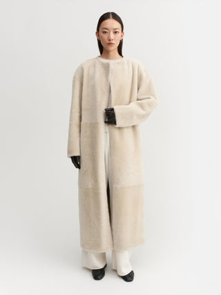 Shea Shearling Mantel, vanille