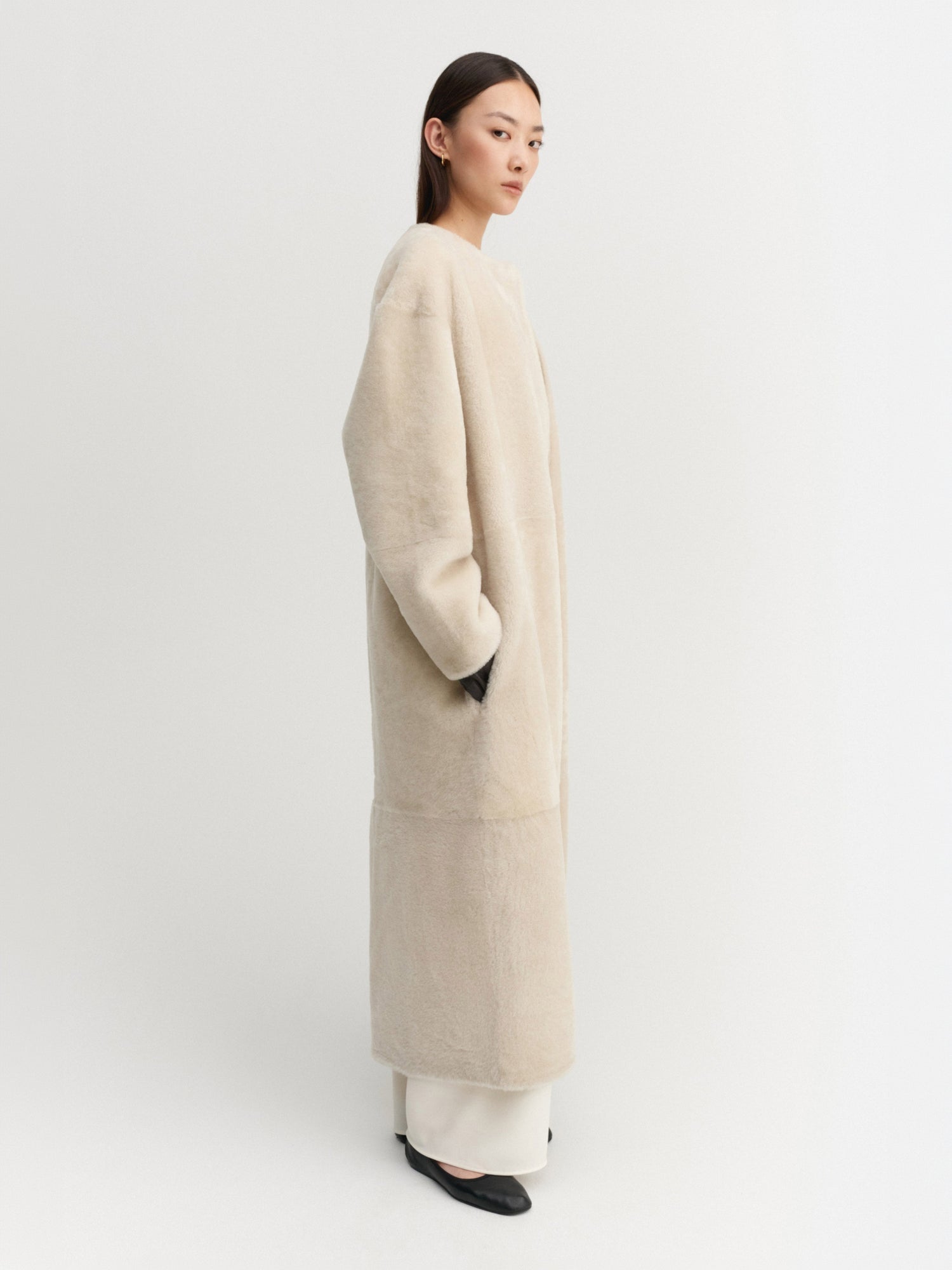 Shea Shearling Coat, vanilla