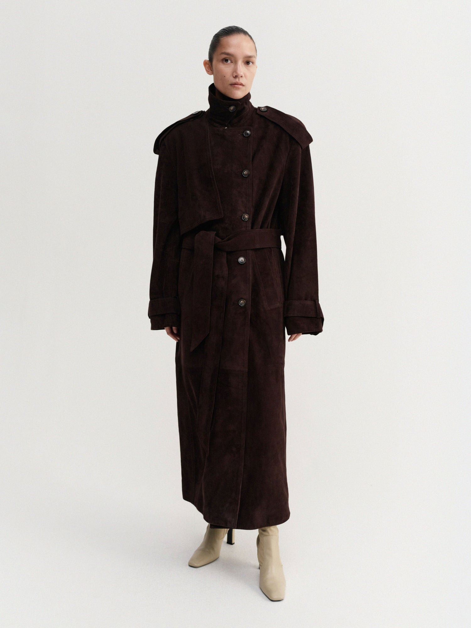 Sienna Suede Coat, chocolate