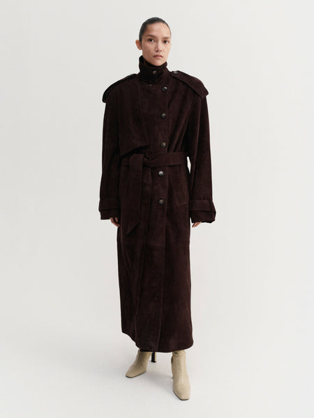 Sienna Suede Coat, chocolate – ALMADA LABEL