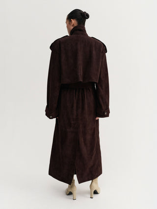 Sienna Suede Trench Coat, chocolate