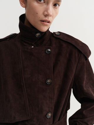 Sienna Suede Trench Coat, chocolate