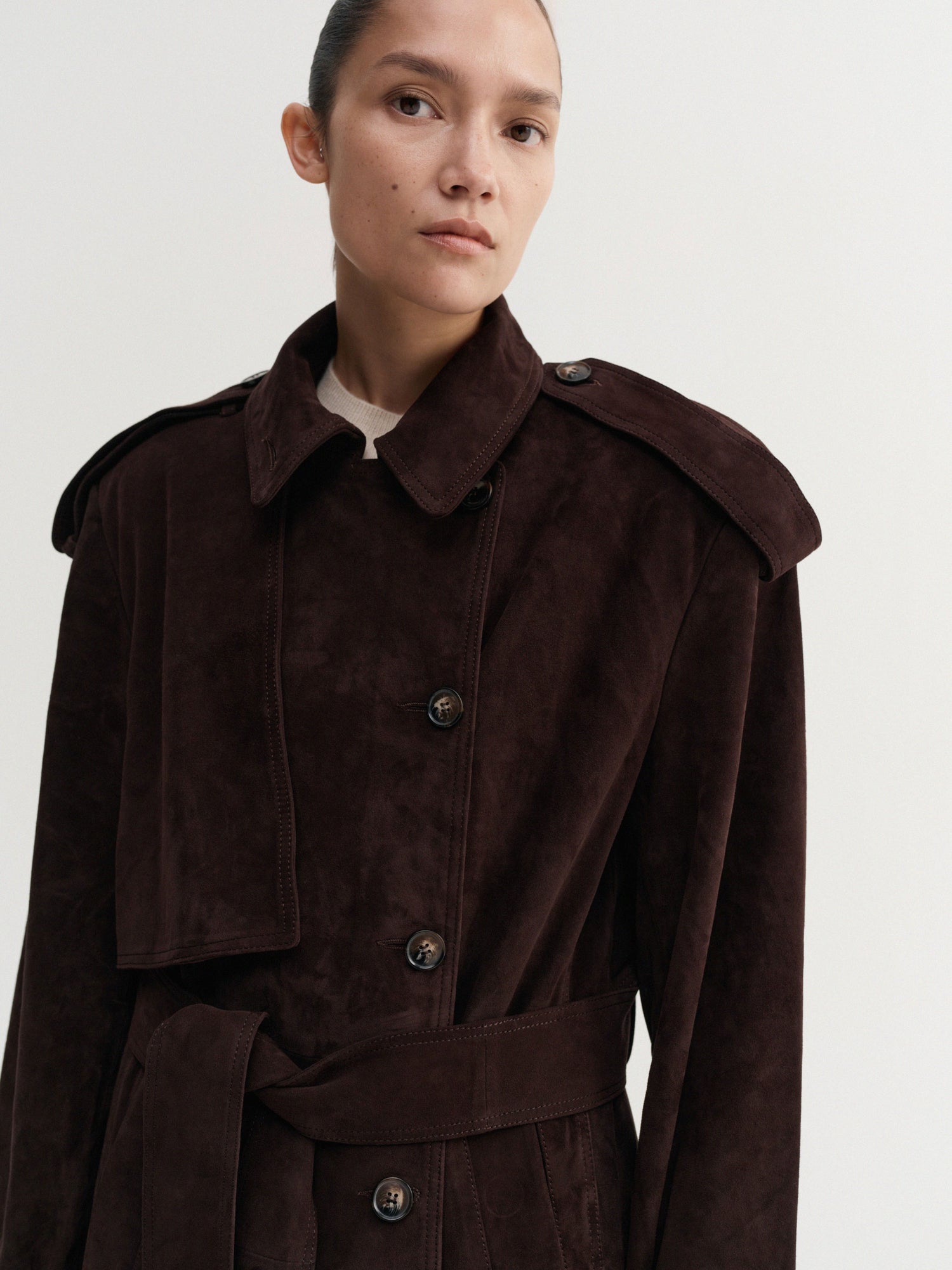 Sienna Suede Coat, chocolate