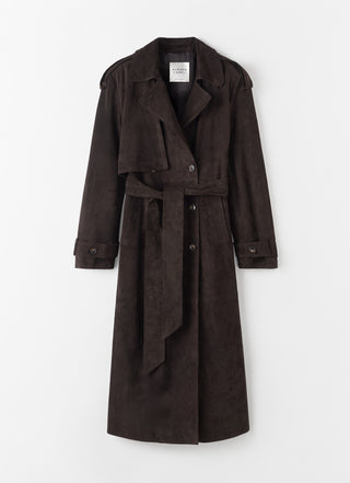Trench-coat en daim Sienna, couleur chocolat