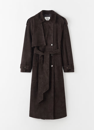 Sienna Suede Trench Coat, chocolate
