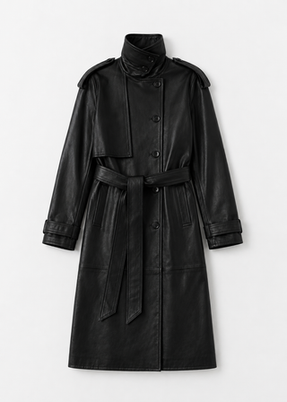 Sienna Leather Trench Coat, black