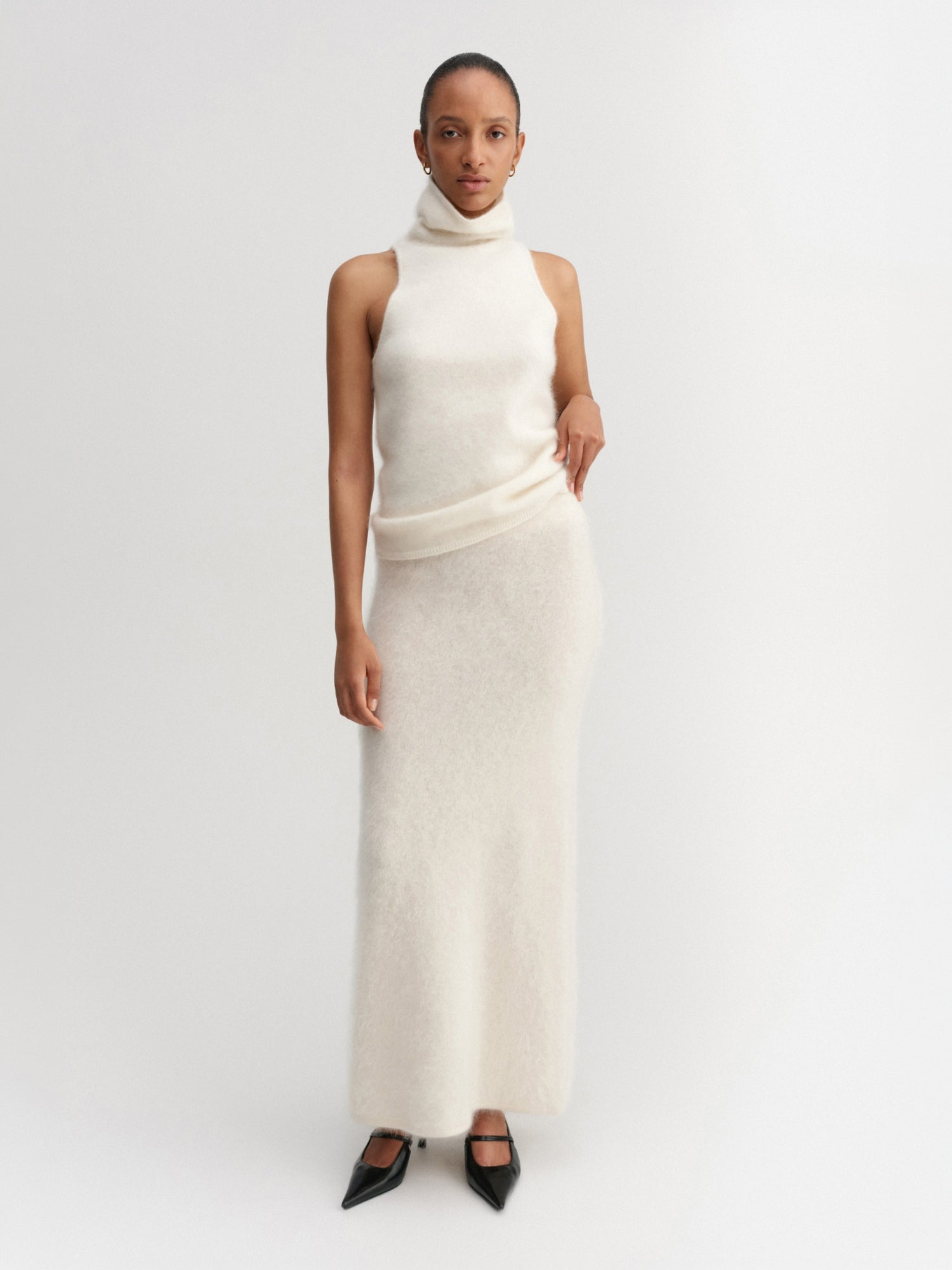 Umi Brushed Cashmere Skirt, cream