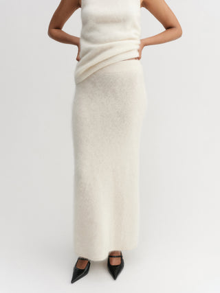 Umi Brushed Cashmere Skirt, cream