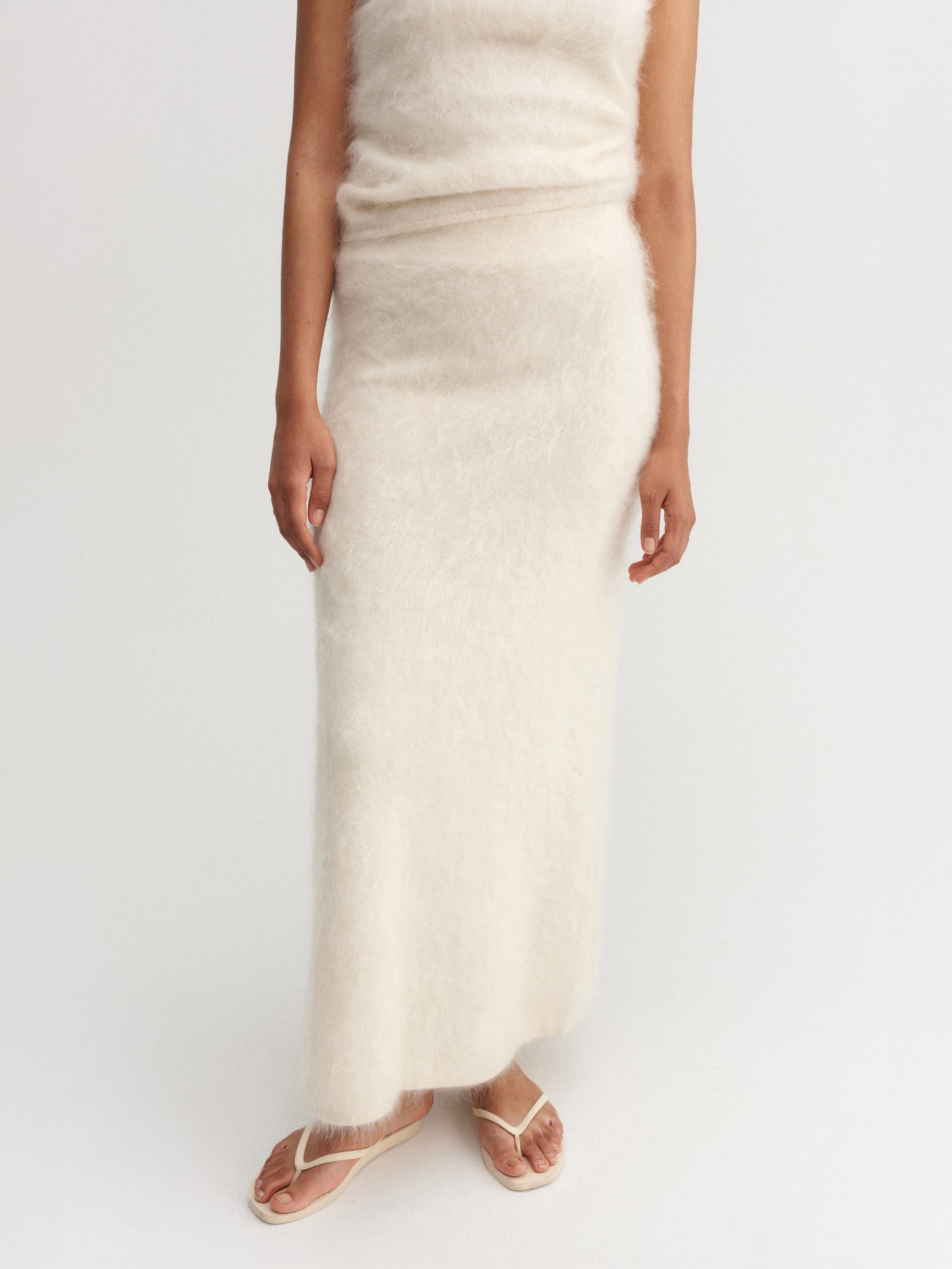 Umi Brushed Cashmere Skirt, vanilla
